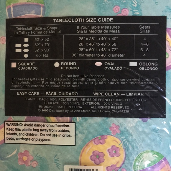 NWT Easter Vinyl Tablecloth - Picture 3 of 4